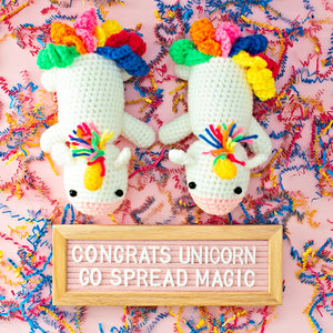 Crochet Unicorn Graduation Gift With Letterboard