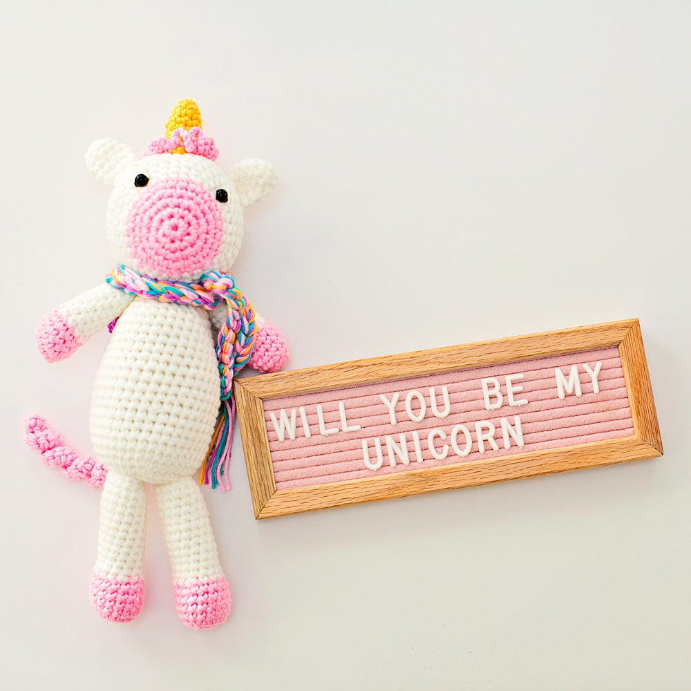 Jubilee Crochet Unicorn With Felt Letterboard
