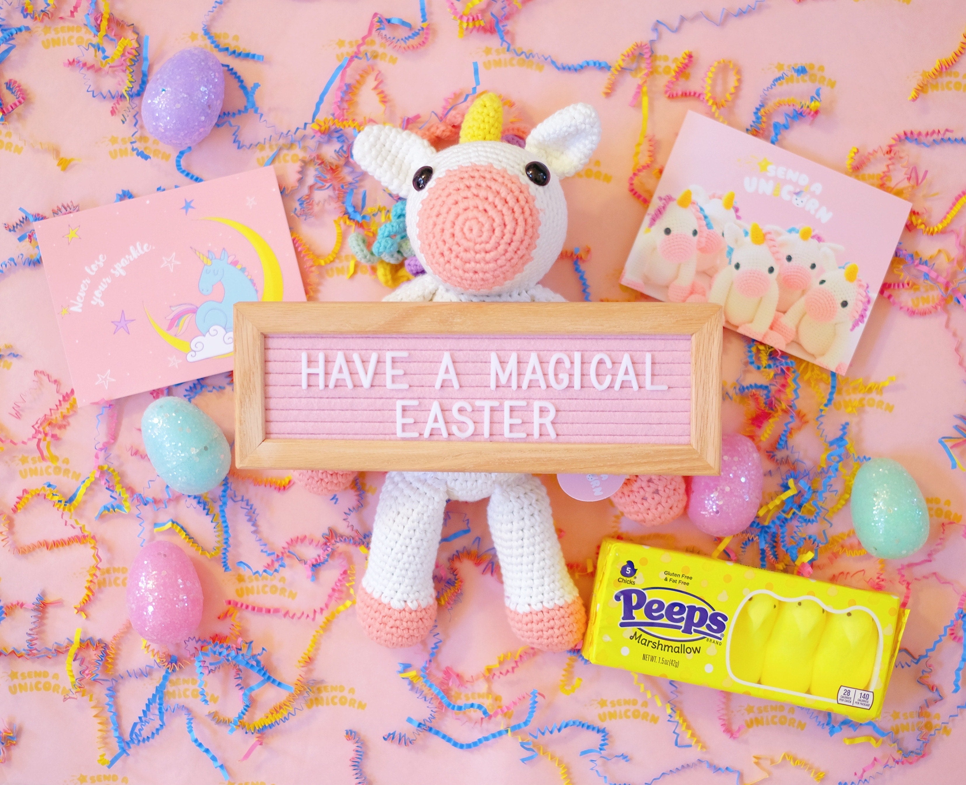Limited Edition - Easter Crochet Unicorn With Letterboard